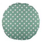 Light Blue And White Polka Dots Large 18  Premium Flano Round Cushions Front