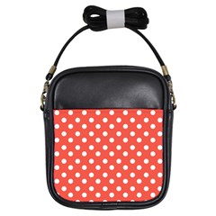 Indian Red Polka Dots Girls Sling Bags by GardenOfOphir