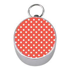 Indian Red Polka Dots Mini Silver Compasses by GardenOfOphir