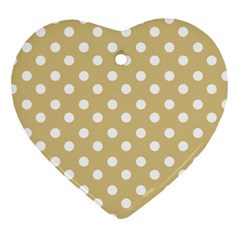 Mint Polka And White Polka Dots Heart Ornament (2 Sides) by GardenOfOphir