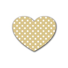 Mint Polka And White Polka Dots Heart Coaster (4 Pack)  by GardenOfOphir