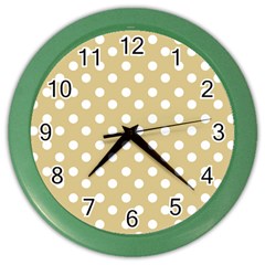 Mint Polka And White Polka Dots Color Wall Clocks by GardenOfOphir