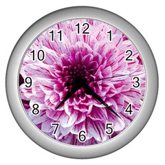 Wonderful Flowers Wall Clocks (Silver) 