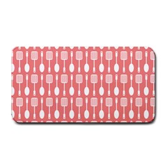 Coral And White Kitchen Utensils Pattern Medium Bar Mats by GardenOfOphir