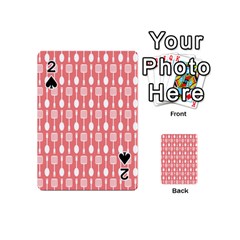 Coral And White Kitchen Utensils Pattern Playing Cards 54 (mini)  by GardenOfOphir