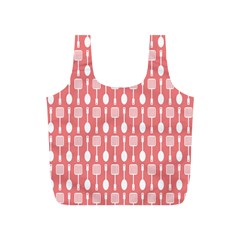 Coral And White Kitchen Utensils Pattern Full Print Recycle Bags (s) 