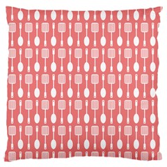 Coral And White Kitchen Utensils Pattern Standard Flano Cushion Cases (one Side)  by GardenOfOphir