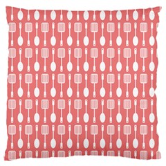 Coral And White Kitchen Utensils Pattern Large Flano Cushion Cases (two Sides)  by GardenOfOphir