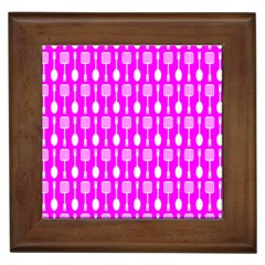 Purple Spatula Spoon Pattern Framed Tiles