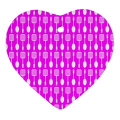 Purple Spatula Spoon Pattern Ornament (Heart) 