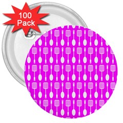 Purple Spatula Spoon Pattern 3  Buttons (100 pack) 