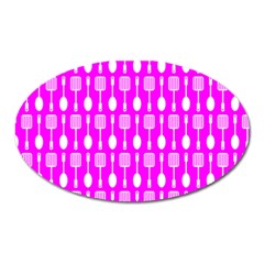 Purple Spatula Spoon Pattern Oval Magnet