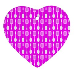 Purple Spatula Spoon Pattern Heart Ornament (2 Sides)