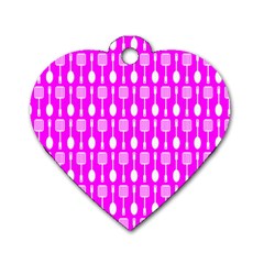 Purple Spatula Spoon Pattern Dog Tag Heart (Two Sides)