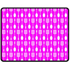 Purple Spatula Spoon Pattern Fleece Blanket (Medium) 