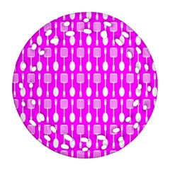 Purple Spatula Spoon Pattern Round Filigree Ornament (2Side)