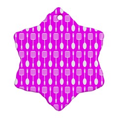 Purple Spatula Spoon Pattern Snowflake Ornament (2-Side)