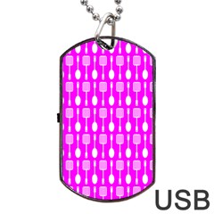 Purple Spatula Spoon Pattern Dog Tag USB Flash (One Side)