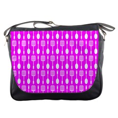 Purple Spatula Spoon Pattern Messenger Bags