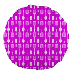 Purple Spatula Spoon Pattern Large 18  Premium Round Cushions