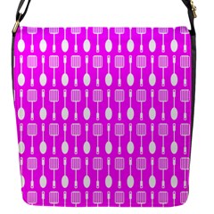 Purple Spatula Spoon Pattern Flap Messenger Bag (S)