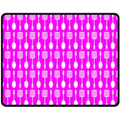 Purple Spatula Spoon Pattern Double Sided Fleece Blanket (Medium) 