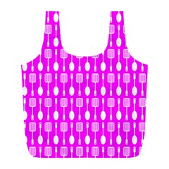 Purple Spatula Spoon Pattern Full Print Recycle Bags (L) 