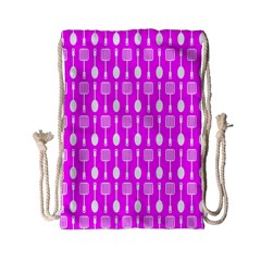 Purple Spatula Spoon Pattern Drawstring Bag (Small)