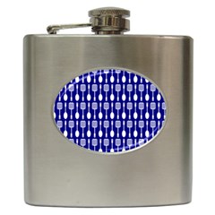 Indigo Spatula Spoon Pattern Hip Flask (6 Oz) by GardenOfOphir