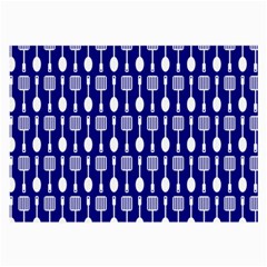 Indigo Spatula Spoon Pattern Large Glasses Cloth (2-side) by GardenOfOphir