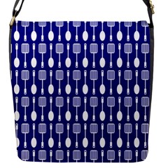 Indigo Spatula Spoon Pattern Flap Messenger Bag (s) by GardenOfOphir