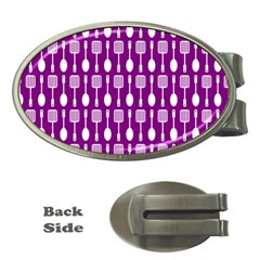 Magenta Spatula Spoon Pattern Money Clips (oval) 