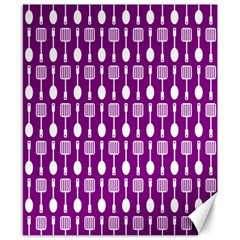 Magenta Spatula Spoon Pattern Canvas 8  X 10  by GardenOfOphir