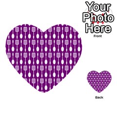 Magenta Spatula Spoon Pattern Multi-purpose Cards (heart)  by GardenOfOphir