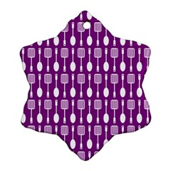 Magenta Spatula Spoon Pattern Ornament (snowflake)  by GardenOfOphir