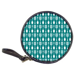 Teal And White Spatula Spoon Pattern Classic 20-cd Wallets by GardenOfOphir