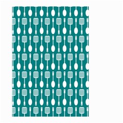 Teal And White Spatula Spoon Pattern Small Garden Flag (two Sides) by GardenOfOphir