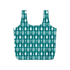 Teal And White Spatula Spoon Pattern Full Print Recycle Bags (s) 