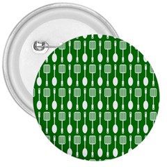 Green And White Kitchen Utensils Pattern 3  Buttons by GardenOfOphir