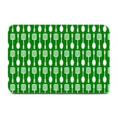 Green And White Kitchen Utensils Pattern Plate Mats by GardenOfOphir