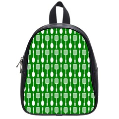 Green And White Kitchen Utensils Pattern School Bags (small)  by GardenOfOphir