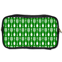 Green And White Kitchen Utensils Pattern Toiletries Bags 2-side by GardenOfOphir