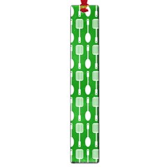 Green And White Kitchen Utensils Pattern Large Book Marks