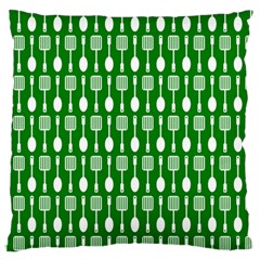 Green And White Kitchen Utensils Pattern Standard Flano Cushion Cases (two Sides)  by GardenOfOphir