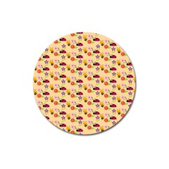 Colorful Ladybug Bess And Flowers Pattern Magnet 3  (round) by GardenOfOphir