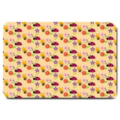 Colorful Ladybug Bess And Flowers Pattern Large Doormat  by GardenOfOphir