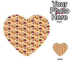 Colorful Ladybug Bess And Flowers Pattern Multi-purpose Cards (heart) 