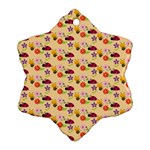 Colorful Ladybug Bess And Flowers Pattern Snowflake Ornament (2-Side) Back