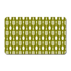 Olive Green Spatula Spoon Pattern Magnet (rectangular) by GardenOfOphir