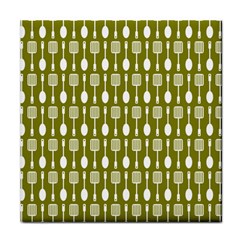 Olive Green Spatula Spoon Pattern Face Towel by GardenOfOphir